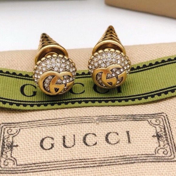 Gucci Gold Plated Crystal Studs - Picture 12 of 14